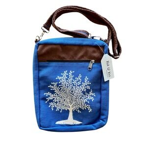 NWTs Yak &‎ Yeti Blue Tree Nature Canvas Shoulder Bag Adjustable Strap